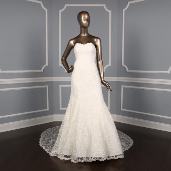 Sareh Nouri Daphne Ivory Strapless Trumpet Lace Wedding Dress Bridal Gown 10